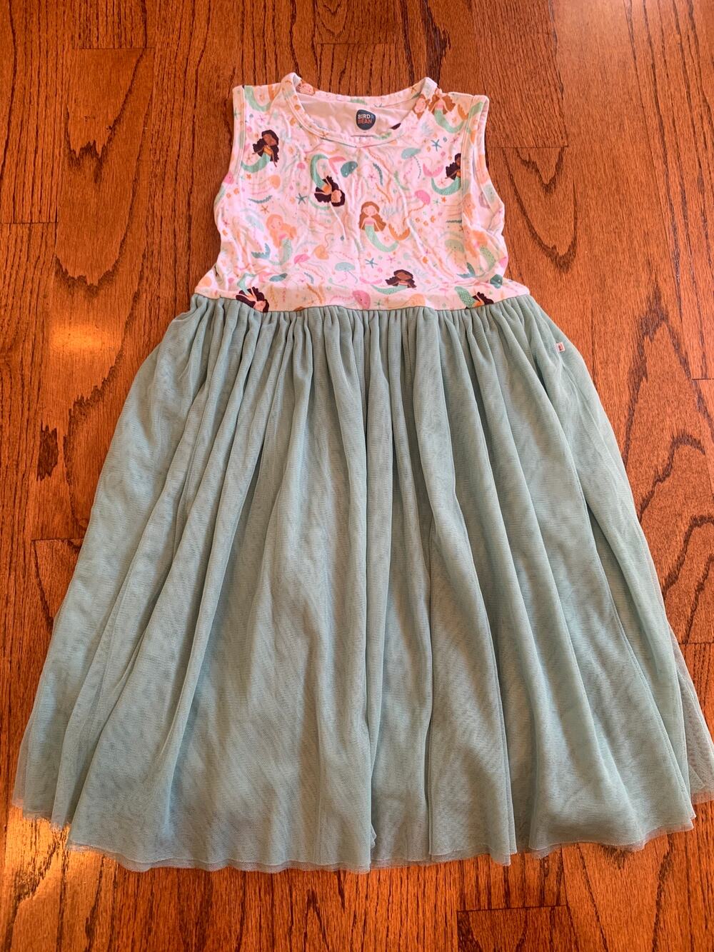 Bird & Bean Mermaid Octopus Bamboo Tulle Dress MSRP $48 | Aqua Teal White | 8T